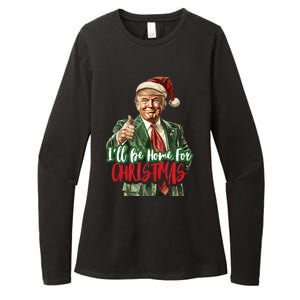 ILl Be Home For Christmas Santa Trump Xmas Pajamas Funny Womens CVC Long Sleeve Shirt