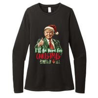 ILl Be Home For Christmas Santa Trump Xmas Pajamas Funny Womens CVC Long Sleeve Shirt