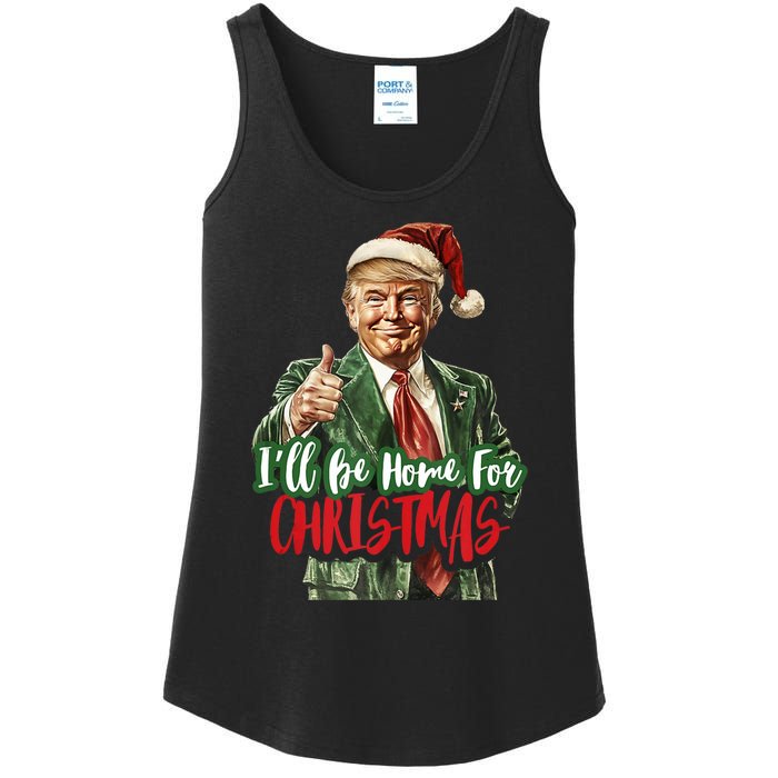 ILl Be Home For Christmas Santa Trump Xmas Pajamas Funny Ladies Essential Tank