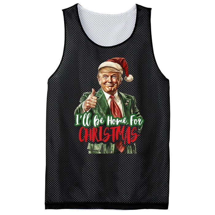 ILl Be Home For Christmas Santa Trump Xmas Pajamas Funny Mesh Reversible Basketball Jersey Tank