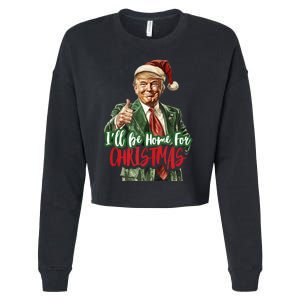 ILl Be Home For Christmas Santa Trump Xmas Pajamas Funny Cropped Pullover Crew