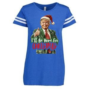 ILl Be Home For Christmas Santa Trump Xmas Pajamas Funny Enza Ladies Jersey Football T-Shirt