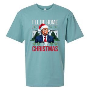 ILl Be Home For Christmas Funny Santa Claus Trump 2024 Sueded Cloud Jersey T-Shirt