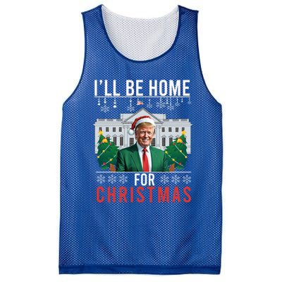 ILl Be Home For Christmas Funny Trump Ugly Xmas Funny Gift Mesh Reversible Basketball Jersey Tank