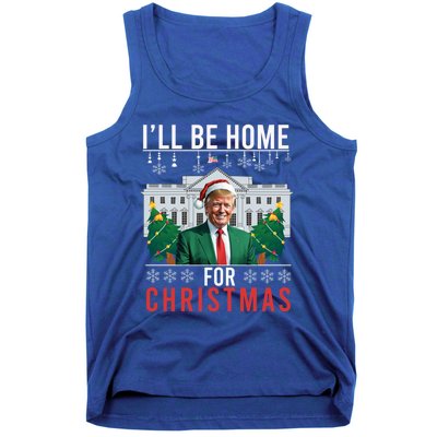 ILl Be Home For Christmas Funny Trump Ugly Xmas Funny Gift Tank Top