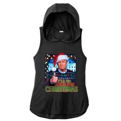 ILl Be Home For Christmas Santa Funny Trump Ugly Sweatshirt Ladies PosiCharge Tri-Blend Wicking Draft Hoodie Tank