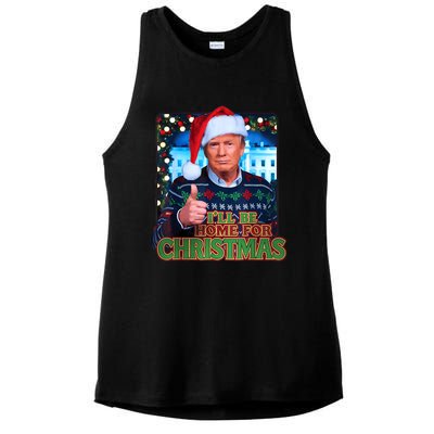 ILl Be Home For Christmas Santa Funny Trump Ugly Sweatshirt Ladies PosiCharge Tri-Blend Wicking Tank