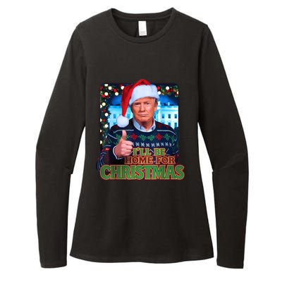 ILl Be Home For Christmas Santa Funny Trump Ugly Sweatshirt Womens CVC Long Sleeve Shirt