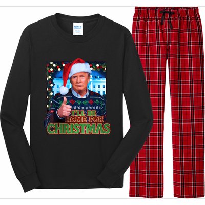 ILl Be Home For Christmas Santa Funny Trump Ugly Sweatshirt Long Sleeve Pajama Set