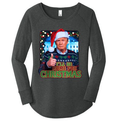 ILl Be Home For Christmas Santa Funny Trump Ugly Sweatshirt Women's Perfect Tri Tunic Long Sleeve Shirt