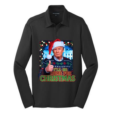 ILl Be Home For Christmas Santa Funny Trump Ugly Sweatshirt Silk Touch Performance Long Sleeve Polo