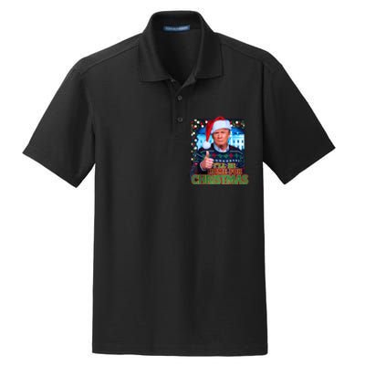 ILl Be Home For Christmas Santa Funny Trump Ugly Sweatshirt Dry Zone Grid Polo