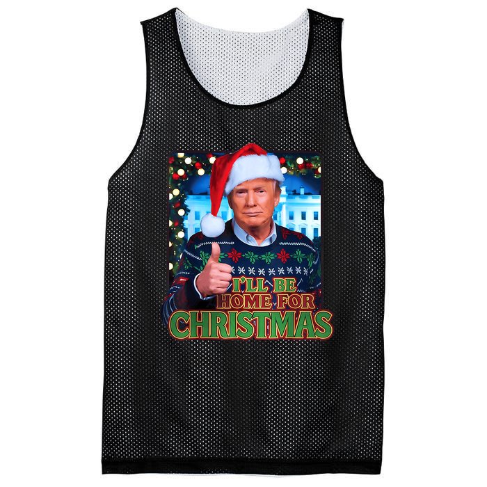 ILl Be Home For Christmas Santa Funny Trump Ugly Sweatshirt Mesh Reversible Basketball Jersey Tank