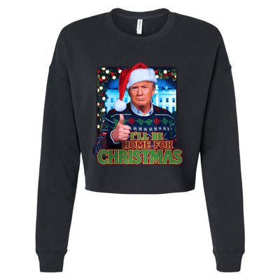 ILl Be Home For Christmas Santa Funny Trump Ugly Sweatshirt Cropped Pullover Crew