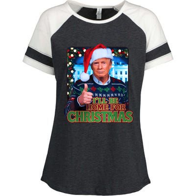 ILl Be Home For Christmas Santa Funny Trump Ugly Sweatshirt Enza Ladies Jersey Colorblock Tee