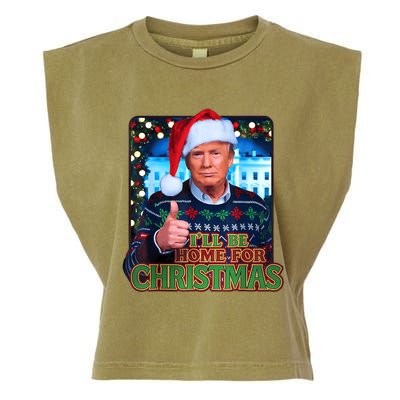 ILl Be Home For Christmas Santa Funny Trump Ugly Sweatshirt Garment-Dyed Women's Muscle Tee