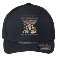 ILl Be Home For Christmas Funny Santa Claus Trump 2024 Flexfit Unipanel Trucker Cap