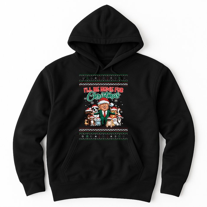 ILl Be Home For Christmas Funny Santa Claus Trump 2024 Hoodie