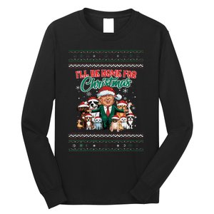 ILl Be Home For Christmas Funny Santa Claus Trump 2024 Long Sleeve Shirt