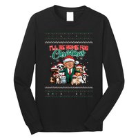 ILl Be Home For Christmas Funny Santa Claus Trump 2024 Long Sleeve Shirt