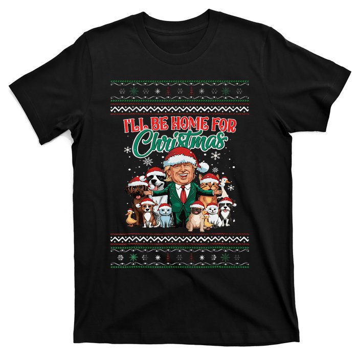 ILl Be Home For Christmas Funny Santa Claus Trump 2024 T-Shirt