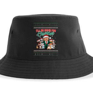 ILl Be Home For Christmas Funny Santa Claus Trump 2024 Sustainable Bucket Hat