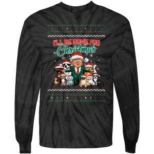 ILl Be Home For Christmas Funny Santa Claus Trump 2024 Tie-Dye Long Sleeve Shirt