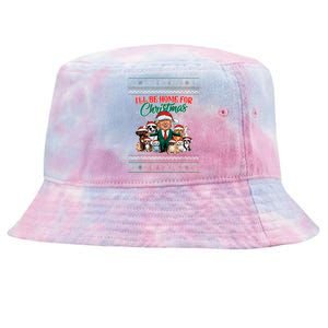 ILl Be Home For Christmas Funny Santa Claus Trump 2024 Tie-Dyed Bucket Hat