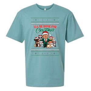 ILl Be Home For Christmas Funny Santa Claus Trump 2024 Sueded Cloud Jersey T-Shirt