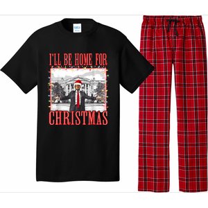 ILl Be Home For Christmas Santa Funny Trump Xmas Pajamas Pajama Set