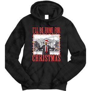 ILl Be Home For Christmas Santa Funny Trump Xmas Pajamas Tie Dye Hoodie