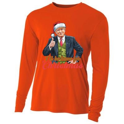 ILl Be Home For Christmas Santa Funny Trump Xmas Pajamas Funny Gift Cooling Performance Long Sleeve Crew