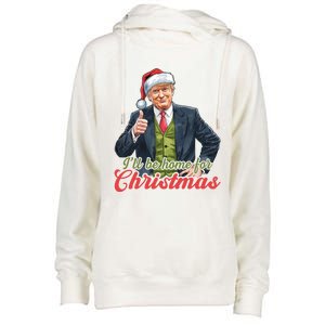 ILl Be Home For Christmas Santa Funny Trump Xmas Pajamas Funny Gift Womens Funnel Neck Pullover Hood