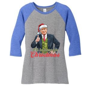 ILl Be Home For Christmas Santa Funny Trump Xmas Pajamas Funny Gift Women's Tri-Blend 3/4-Sleeve Raglan Shirt