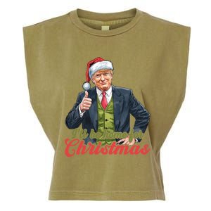 ILl Be Home For Christmas Santa Funny Trump Xmas Pajamas Funny Gift Garment-Dyed Women's Muscle Tee