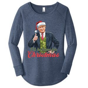 ILl Be Home For Christmas Santa Funny Trump Xmas Pajamas Funny Gift Women's Perfect Tri Tunic Long Sleeve Shirt