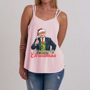 ILl Be Home For Christmas Santa Funny Trump Xmas Pajamas Funny Gift Women's Strappy Tank