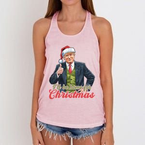 ILl Be Home For Christmas Santa Funny Trump Xmas Pajamas Funny Gift Women's Knotted Racerback Tank