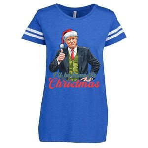 ILl Be Home For Christmas Santa Funny Trump Xmas Pajamas Funny Gift Enza Ladies Jersey Football T-Shirt