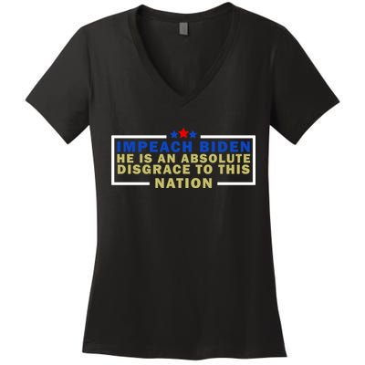 Impeach Biden He Is An Absolute Disgrace To This Nation Women's V-Neck T-Shirt