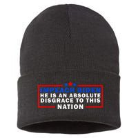 Impeach Biden He Is An Absolute Disgrace To This Nation Sustainable Knit Beanie