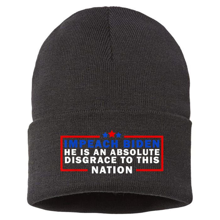 Impeach Biden He Is An Absolute Disgrace To This Nation Sustainable Knit Beanie