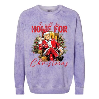 ILl Be Home For Christmas Funny Santa Trump Xmas Pajamas Colorblast Crewneck Sweatshirt