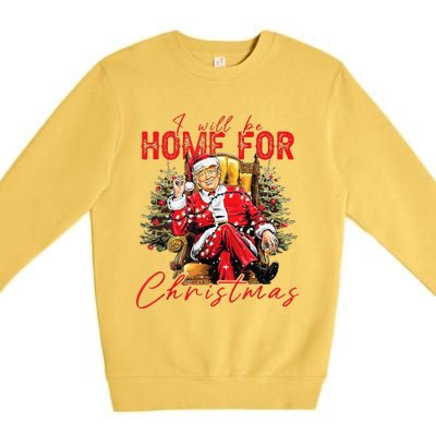 ILl Be Home For Christmas Funny Santa Trump Xmas Pajamas Premium Crewneck Sweatshirt