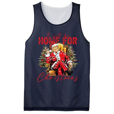 ILl Be Home For Christmas Funny Santa Trump Xmas Pajamas Mesh Reversible Basketball Jersey Tank