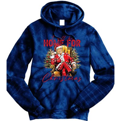 ILl Be Home For Christmas Funny Santa Trump Xmas Pajamas Tie Dye Hoodie