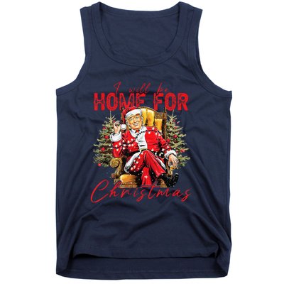 ILl Be Home For Christmas Funny Santa Trump Xmas Pajamas Tank Top