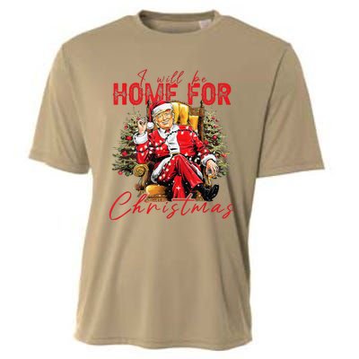 ILl Be Home For Christmas Funny Santa Trump Xmas Pajamas Cooling Performance Crew T-Shirt