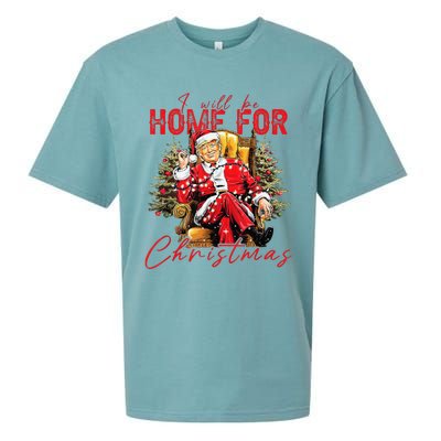 ILl Be Home For Christmas Funny Santa Trump Xmas Pajamas Sueded Cloud Jersey T-Shirt