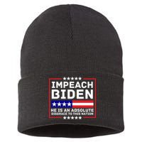 Impeach Biden He Is An Absolute Disgrace To This Nation Sustainable Knit Beanie